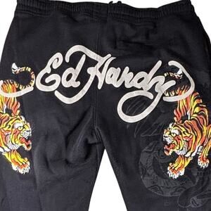 Ed Hardy Crawling Tiger Sweatpants XL Black Graphic Love Kills Y2K 2000s Style